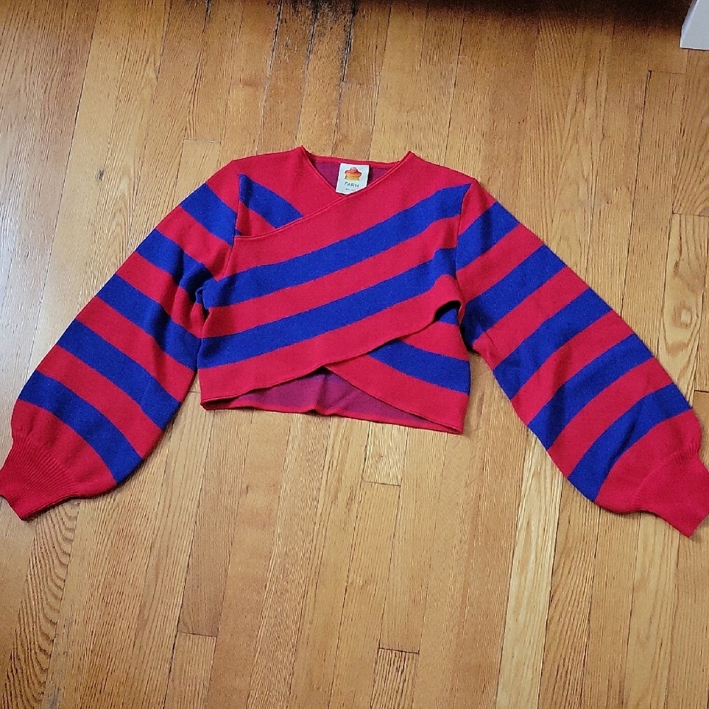 Farm Rio Stripes Wrap Knit Sweater Medium